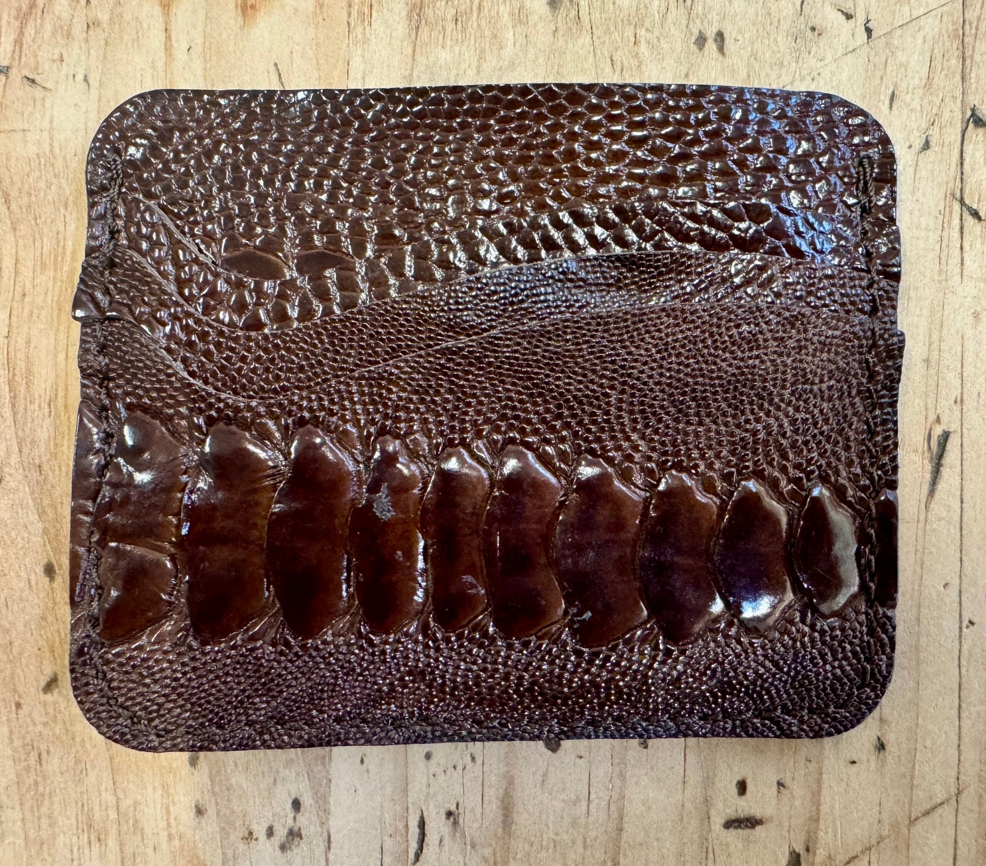 Minimalist Card Sleeve- Ostrich Leather image 0