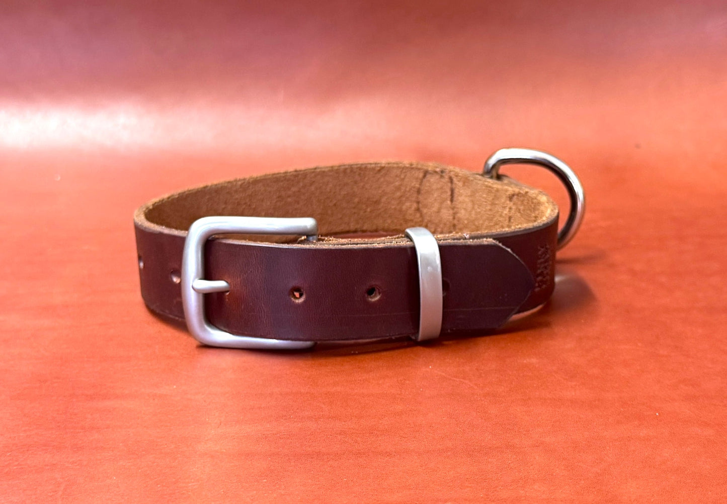 Dog Collar - Full Grain - 5 sizes - Pewter Buckle & Keeper - Saddle Tan image 0