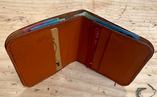 Kangaroo Leather Vertical Fold Wallet